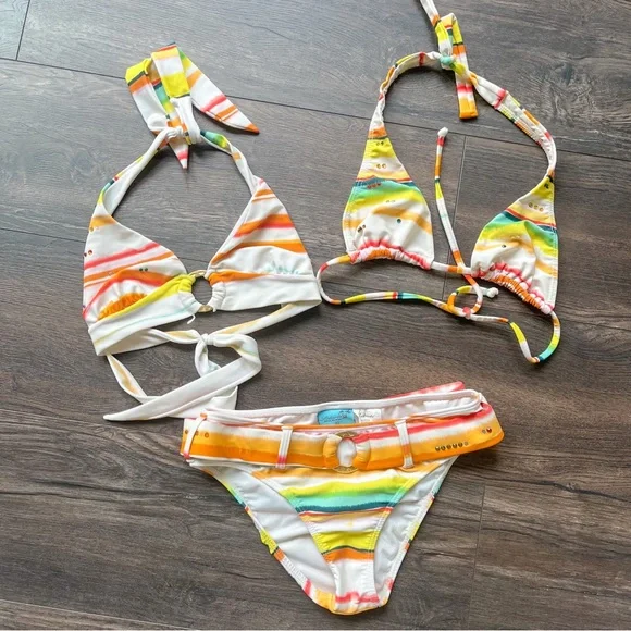 y2k letarte stripe bikini set 4 piece - Picture 2 of 6